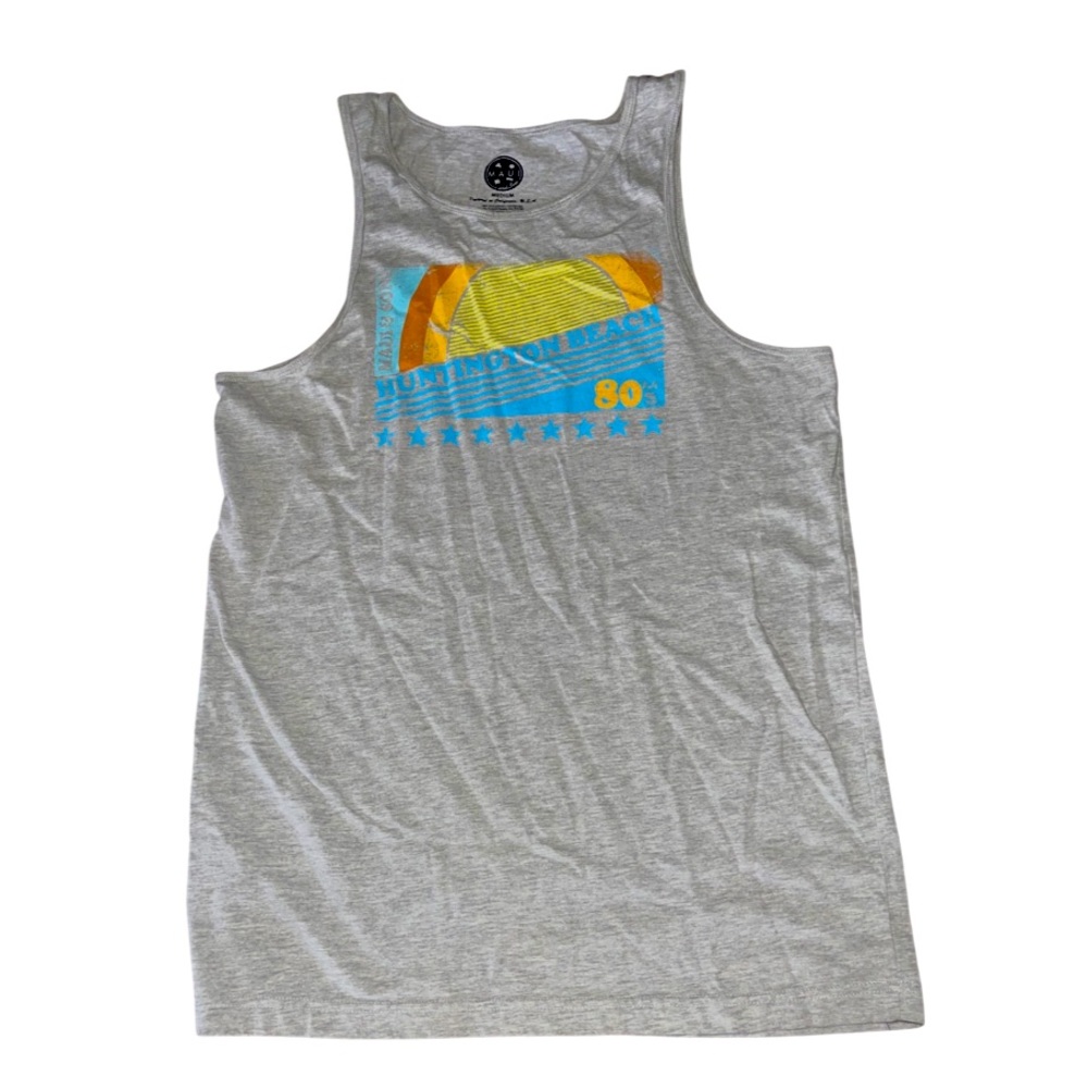 Maui & Sons Vintage Style Tank Top: Huntington Beach Surf: 1980: Medium